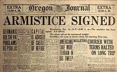 newspaper announcing wwi armistice